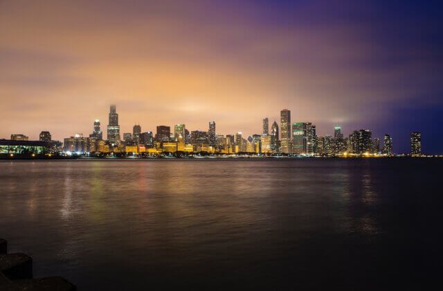Shot of downtown from across the water